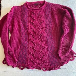 Unique Vintage Sweater with Keyholes and Knitted Poms by GENERRA